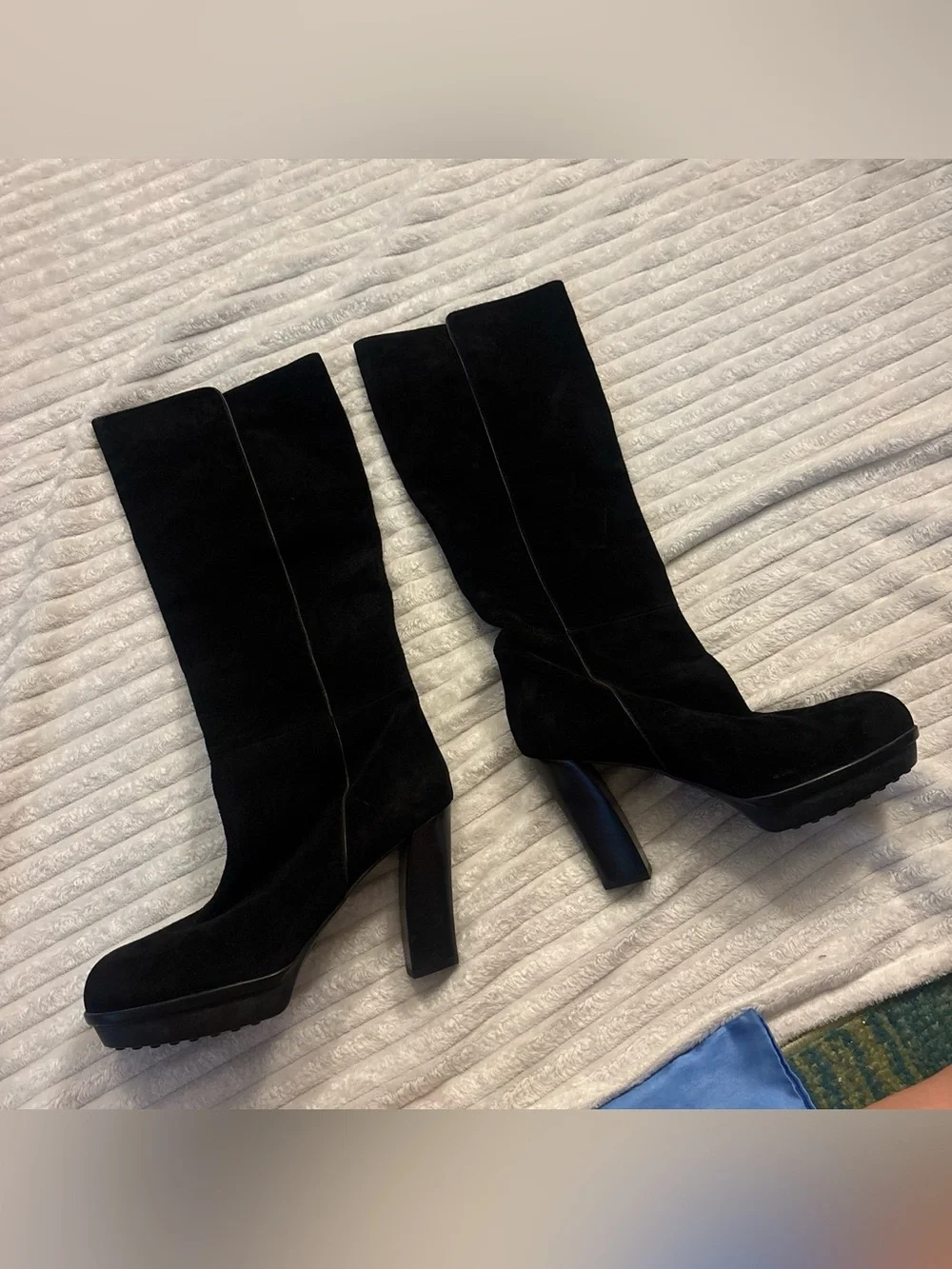 Tod's Black Suede Over-the-Knee Platform Heel Boots